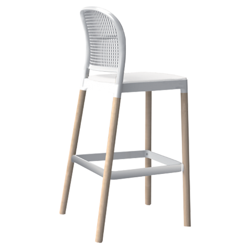 Gaber Panama BL Σκαμπό Μπαρ με κάθισμα από λευκό τεχνοπολυμέριο και σκελετό οξιά Διαστάσεις 48*59*75-114 εκ. ύψος