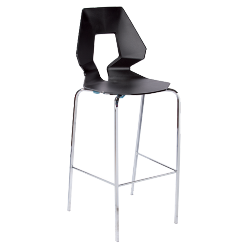 Gaber Prodige 67  Ιταλικό σκαμπό  με έδρα από τεχνοπολυμέριο μαύρο και σκελετό ατσάλι 42x46x67cm