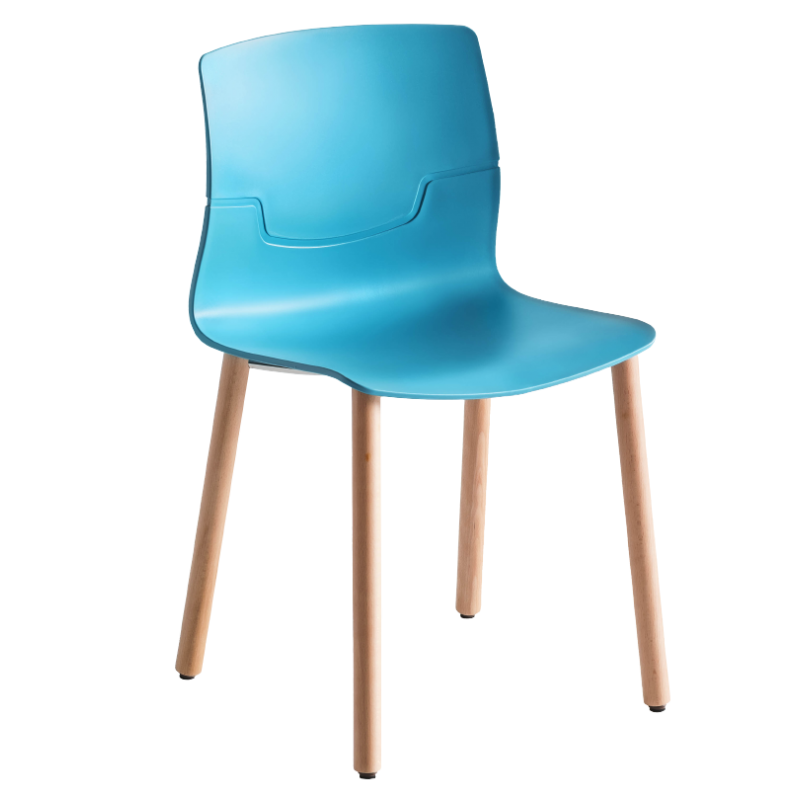 Gaber Slot Fill - cod.174.34/BLF   Καρέκλα με κάθισμα από τεχνοπολυμεριο γαλάζιο και πόδια ξύλινα - set 4  τμχ ( 45.3x46x82cm)