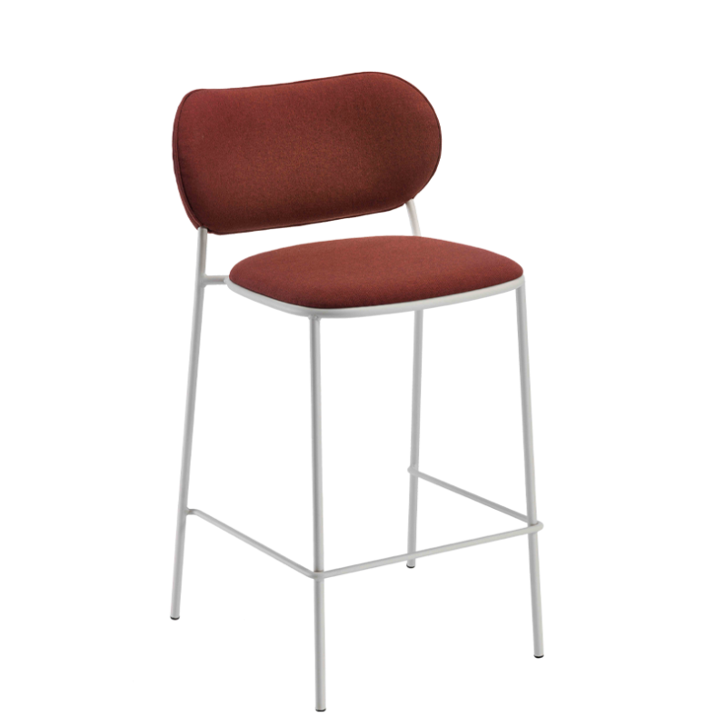  NUTA LIGHT STOOL 67 (cod. 359.--/IK67A)  σκαμπό bar με  ασπρο σκελετό με μπορντώ ύφασμα  H67 D 50x52x101(67)cm - η τιμή αφορά 1 τμχ 