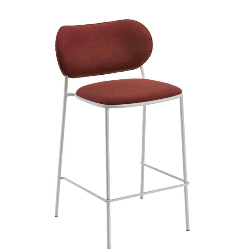  NUTA LIGHT STOOL 67 (cod. 359.--/IK67A)  σκαμπό bar με  ασπρο σκελετό με μπορντώ ύφασμα  H67 D 50x52x101(67)cm - η τιμή αφορά 1 τμχ 