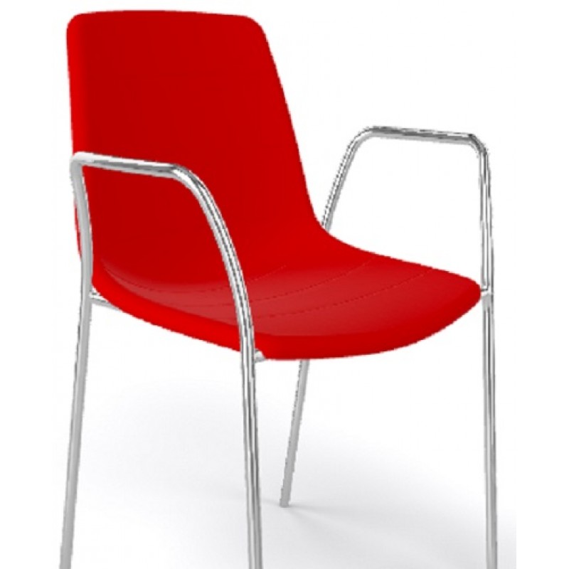 Dress Alhambra cod.92.--/ITB πολυθρόνα σκελετό χρώμιο με επένδυση υφάσματος κόκκινο 55x49x82(68/45)cm-  2 τμχ 