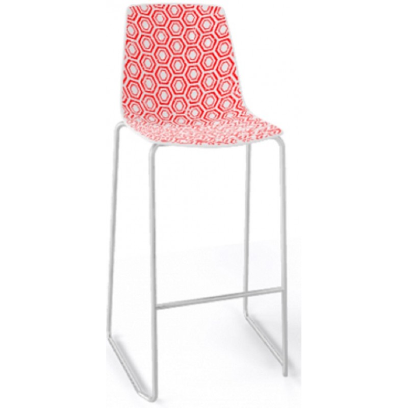 ALHAMBRA ST 76 σκαμπό bar cod192/76ST  λευκό με ροζ πολυπροπυλενιο 50x55x114(76)cm