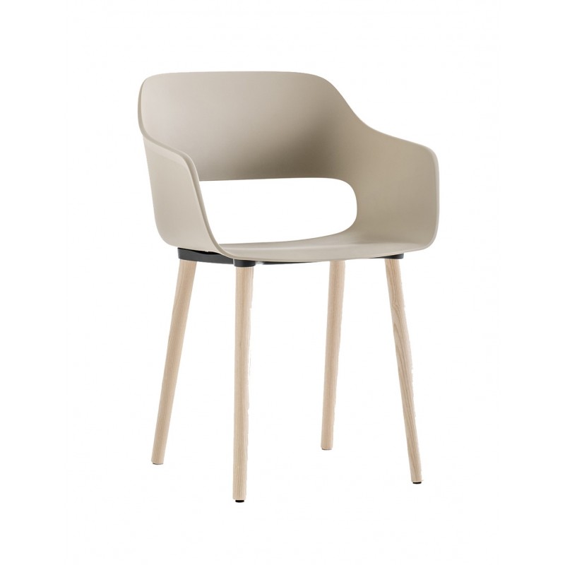 Pedrali babila  2755  - Πολυθρόνα με τεχνοπολυμέριο dove grey  και ξύλινα πόδια  Διαστάσεις : 53,5x54x79(65x46)cm