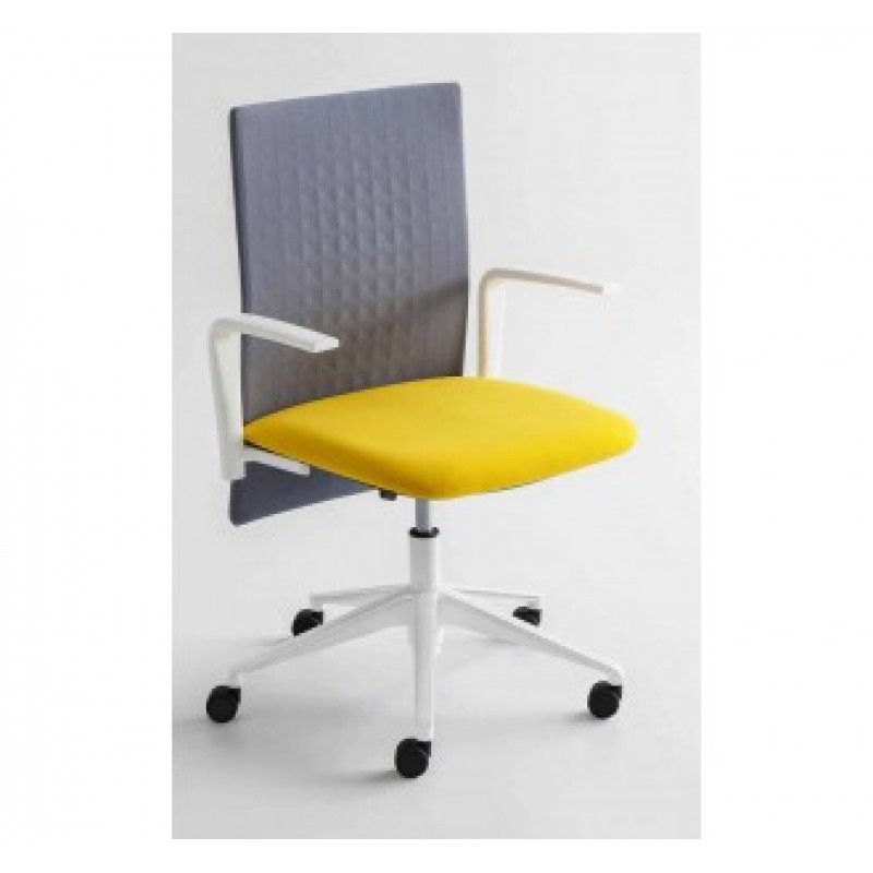 Elodie Task 05R-00 πολυθρόνα γραφείου γκρί κιτρινο ύφασμα  T04 63x50x84,50-98,50(42-55)cm