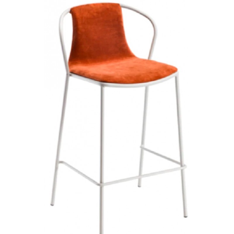 KASIA STOOL 66 UPHOLSTERED cod. 189.__/IK66A__    Σκαμπό μεταλλικό με ύφασμα πορτοκαλι  49x36x66/101 cm