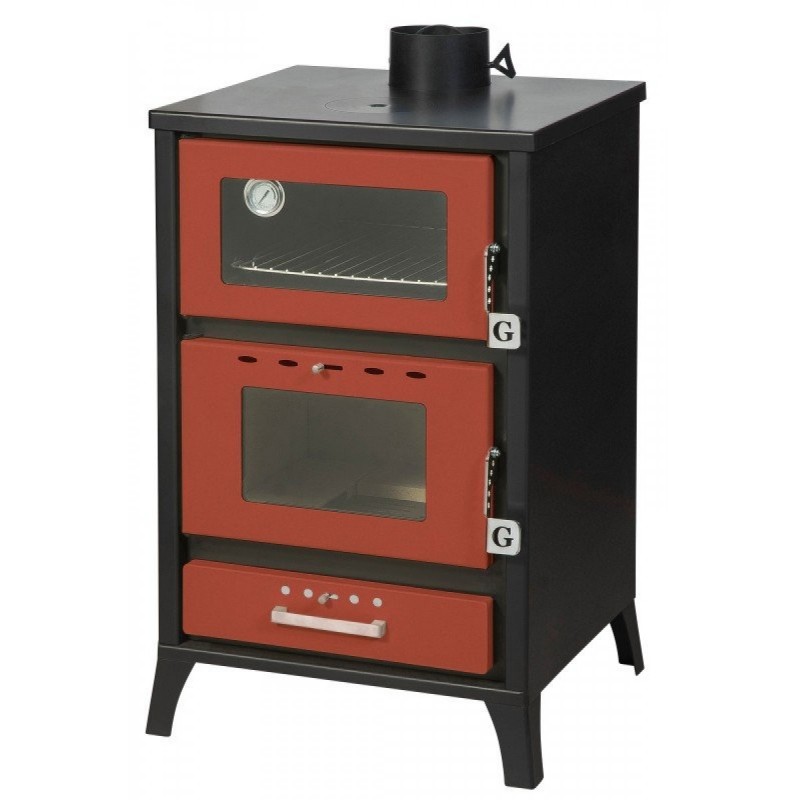 Gekasmetal  MG 500 22kw Σόμπα ξύλου με φούρνο - κόκκινο 