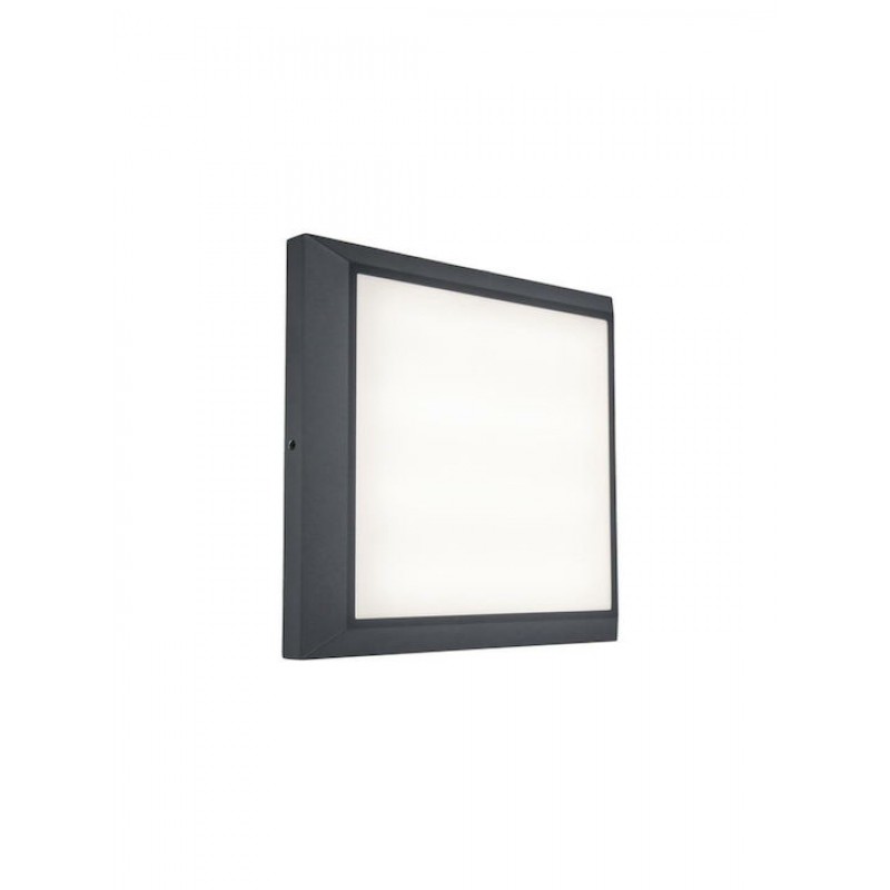 Φωτιστικό Τοίχου - Οροφής Helena 5102101118 IP54 Led 4000K 22x22x3,6cm Dark Grey Lutec