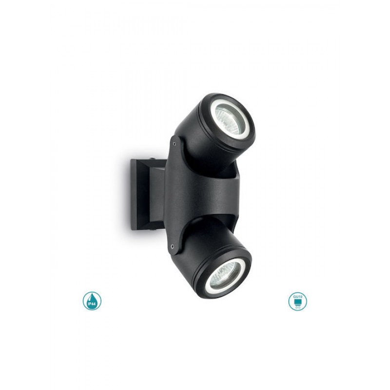 IDEAL LUX 2ΦΩΤΟ ΦΩΤΙΣΤΙΚΟ ΤΟΙΧΟΥ ΕΞΩΤΕΡΙΚΟΥ ΧΩΡΟΥ ΜΑΥΡΟ XENO AP2 129501