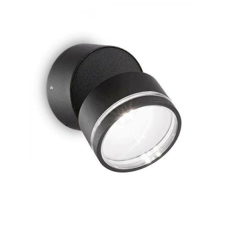 Φωτιστικό Τοίχου - Απλίκα Omega Round 285504 9x8,5cm LED 7W 4000K 650Lm Black Ideal Lux