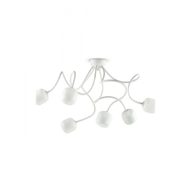 IDEAL LUX 6ΦΩΤΟ ΦΩΤΙΣΤΙΚΟ ΟΡΟΦΗΣ ΓΥΑΛΙΝΟ ΛΕΥΚΟ OCTOPUS PL6 174921