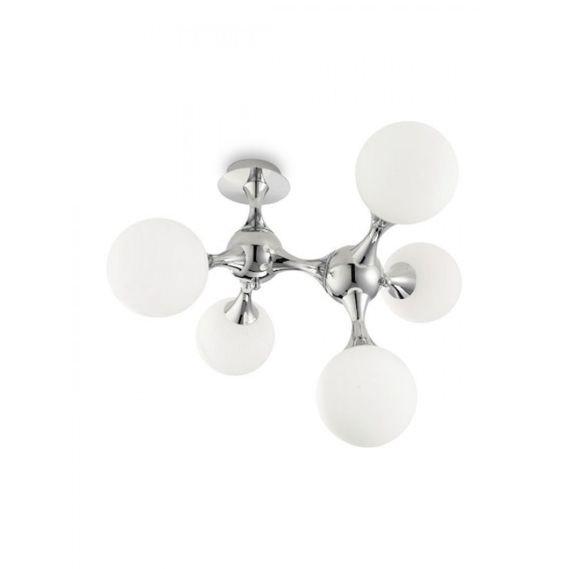 IDEAL LUX 5ΦΩΤΟ ΦΩΤΙΣΤΙΚΟ ΟΡΟΦΗΣ ΓΥΑΛΙΝΟ ΛΕΥΚΟ NODI BΙANCO PL5 073712