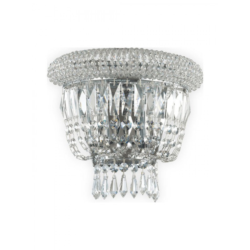 IDEAL LUX 2ΦΩΤΟ ΦΩΤΙΣΤΙΚΟ ΤΟΙΧΟΥ ΜΕ ΚΡΥΣΤΑΛΛΑ ΧΡΩΜΙΟ/ΔΙΑΦΑΝΟ DUBAI AP2 207155