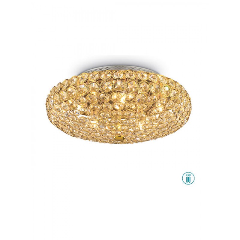 IDEAL LUX 5ΦΩΤΗ ΠΛΑΦΟΝΙΕΡΑ ΜΕ ΚΡΥΣΤΑΛΛΑ ΧΡΥΣΗ Ø38 KING PL5 073187