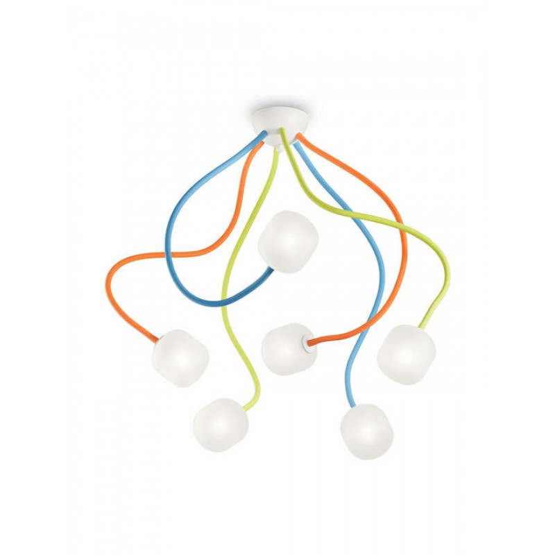 IDEAL LUX 6ΦΩΤΟ ΦΩΤΙΣΤΙΚΟ ΟΡΟΦΗΣ ΓΥΑΛΙΝΟ ΠΟΛΥΧΡΩΜΟ OCTOPUS PL6 174976