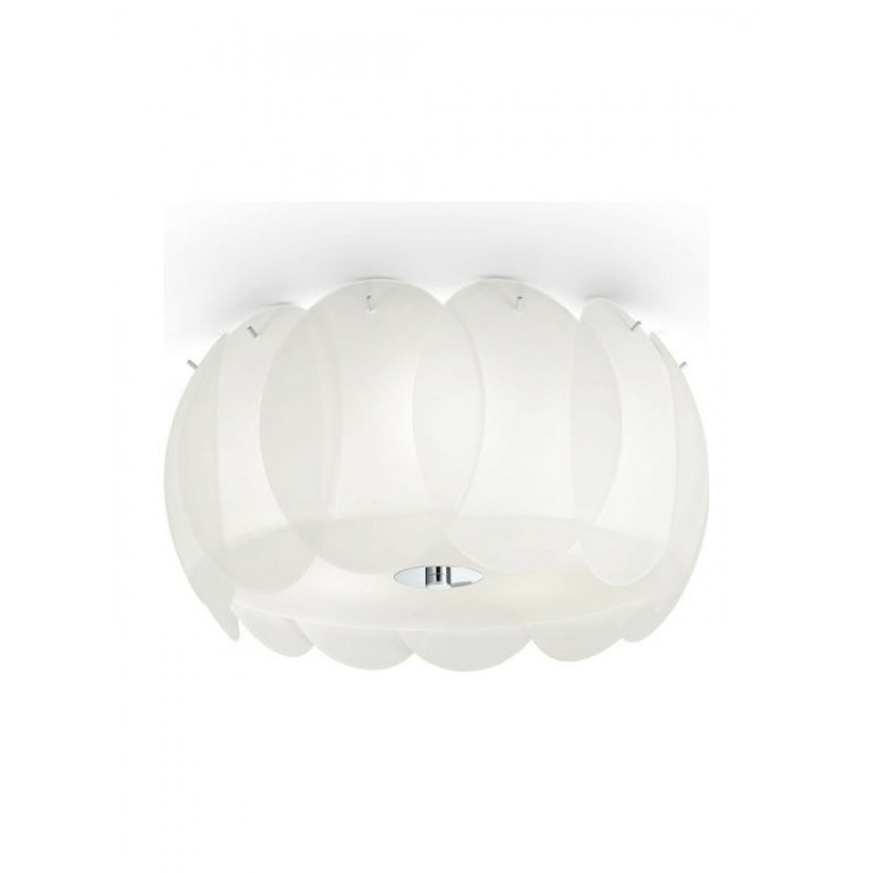 IDEAL LUX 5ΦΩΤΗ ΠΛΑΦΟΝΙΕΡΑ ΓΥΑΛΙΝΗ ΛΕΥΚΗ Ø40 OVALINO PL5 093963