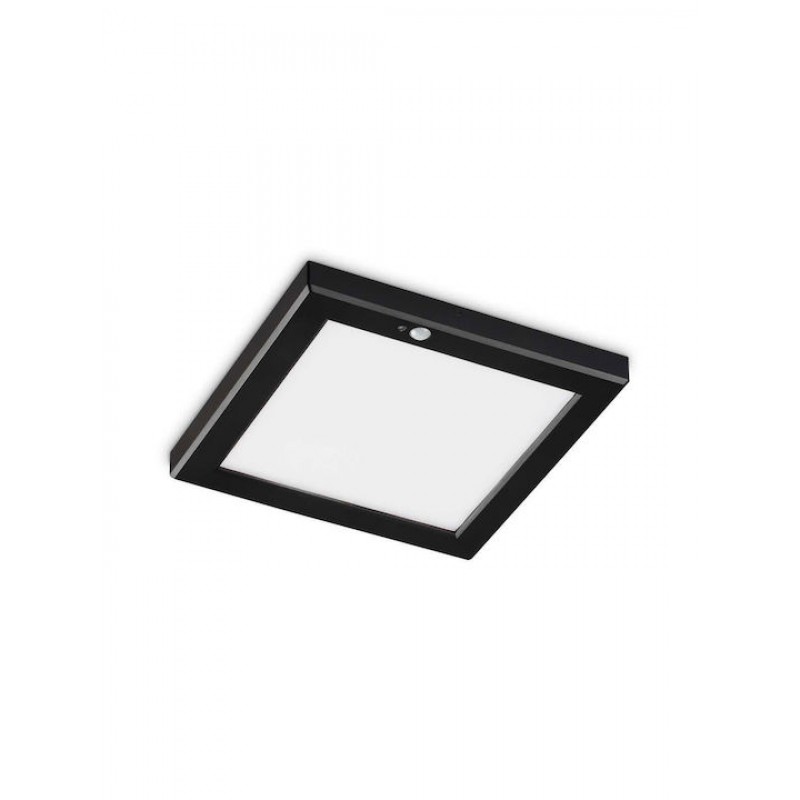 Φωτιστικό Οροφής - Πλαφονιέρα Aura Square Sensor 290829 22x1,8x22cm 3000K 1950Lm LED 20W Black Ideal Lux