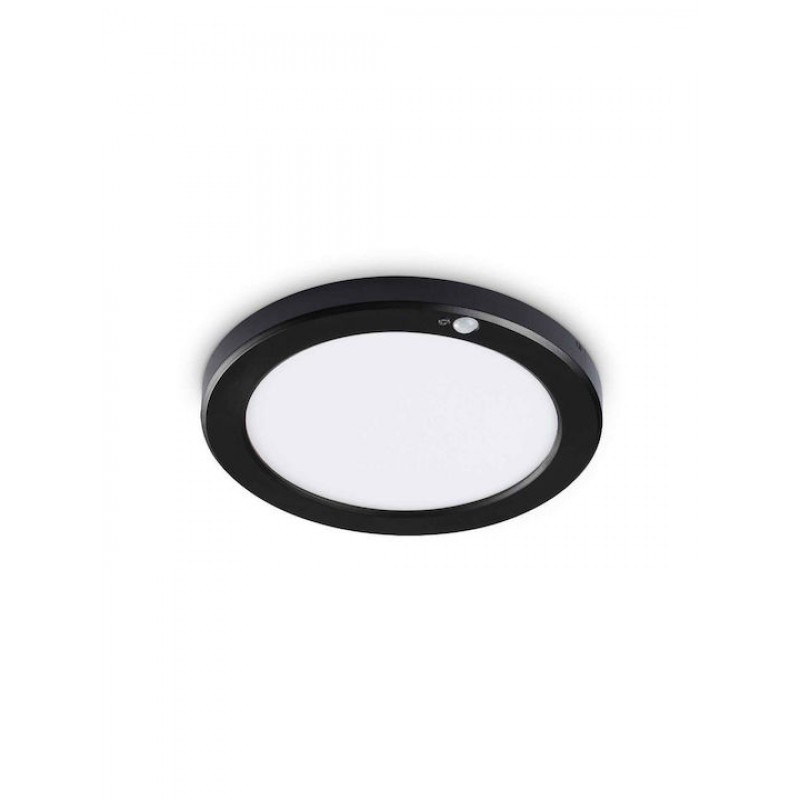 Φωτιστικό Οροφής - Πλαφονιέρα Aura Round Sensor 306377 22x1,8cm LED 20W 4000K 2000Lm Black Ideal Lux