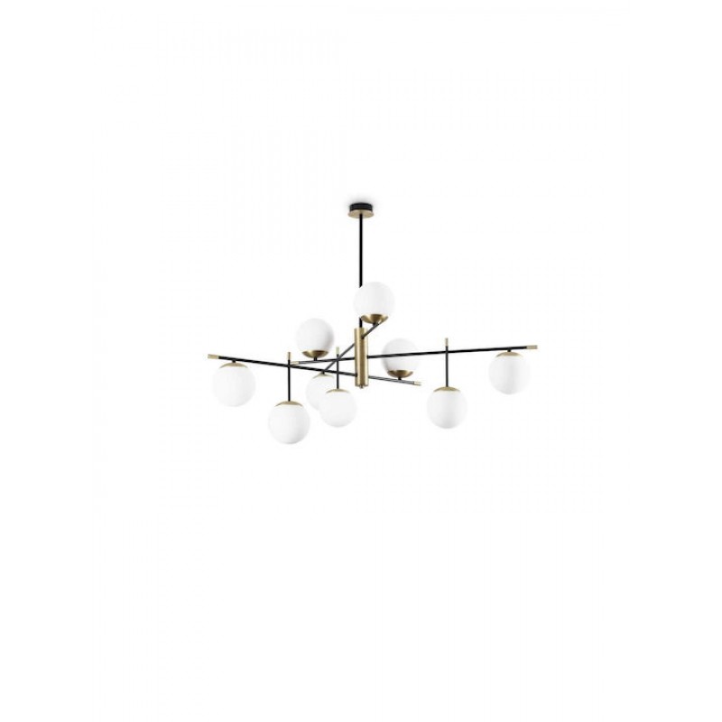 Φωτιστικό Οροφής - Πλαφονιέρα Gourmet 289489 131,5x93cm E14 max 9x40W Black-Brass Ideal Lux