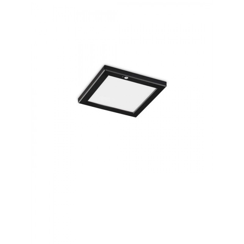 Φωτιστικό Οροφής - Πλαφονιέρα Aura Square Sensor 306414 22x1,8x22cm LED 20W 4000K 2000Lm Black Ideal Lux