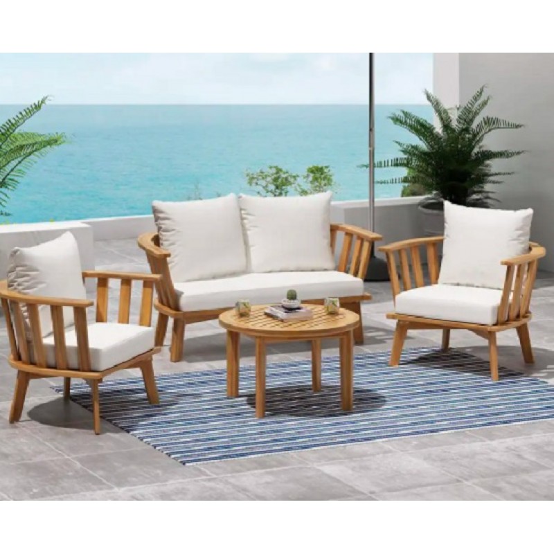  BARCHELONA   SET 4τμχ Ξύλο ακακία χρώμα φυσικό (2  πολυθρόνες + 1 καναπές + 1 τραπεζάκι )