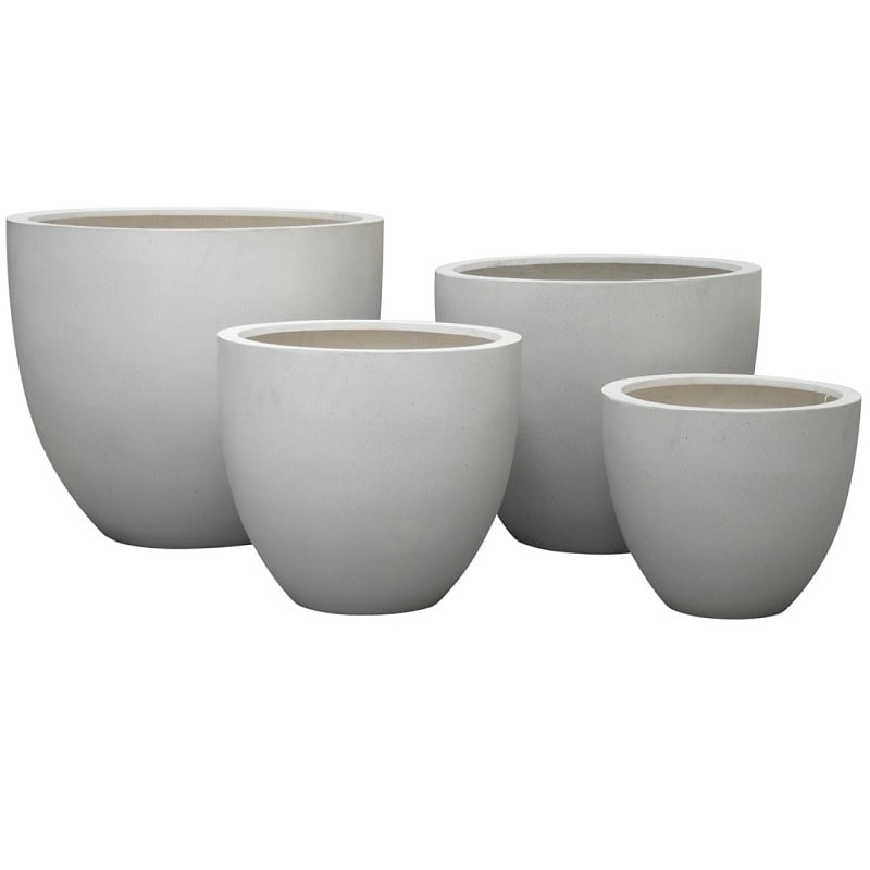 Γλάστρα εξωτερικού χώρου από fiberstone σε χρώμα λευκό/γκρι Διαστάσεις: Φ70*61 εκ. - JK 23200M 