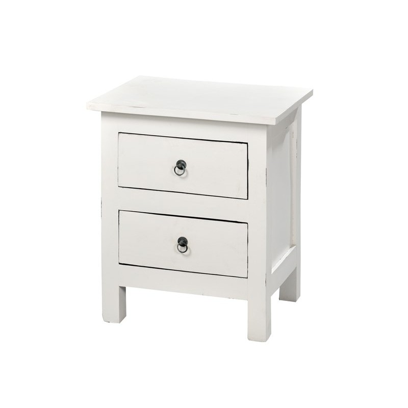 Κομοδίνο από μαόνι σε λευκή πατίνα – 120692-2 Διάσταση προϊόντος: 50X37X60H