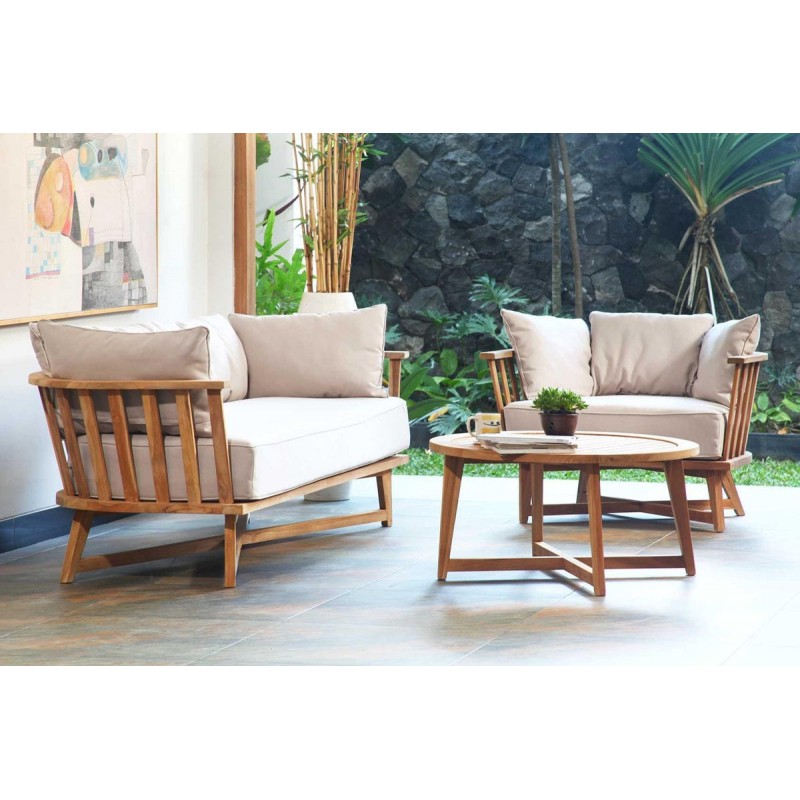 ΣΑΛΟΝΙ ΕΞΩΤΕΡΙΚΟΥ ΧΩΡΟΥ UDINE SET 4 TMX  ΑΠΌ ΞΥΛΟ TEAK 180*75*60 ΕΚ. 1215351 Καναπές : 1,80*0,75*0,60 Πολυθρόνα : 0,97**0,75*0,60 Τραπέζι : 0,80*0,40