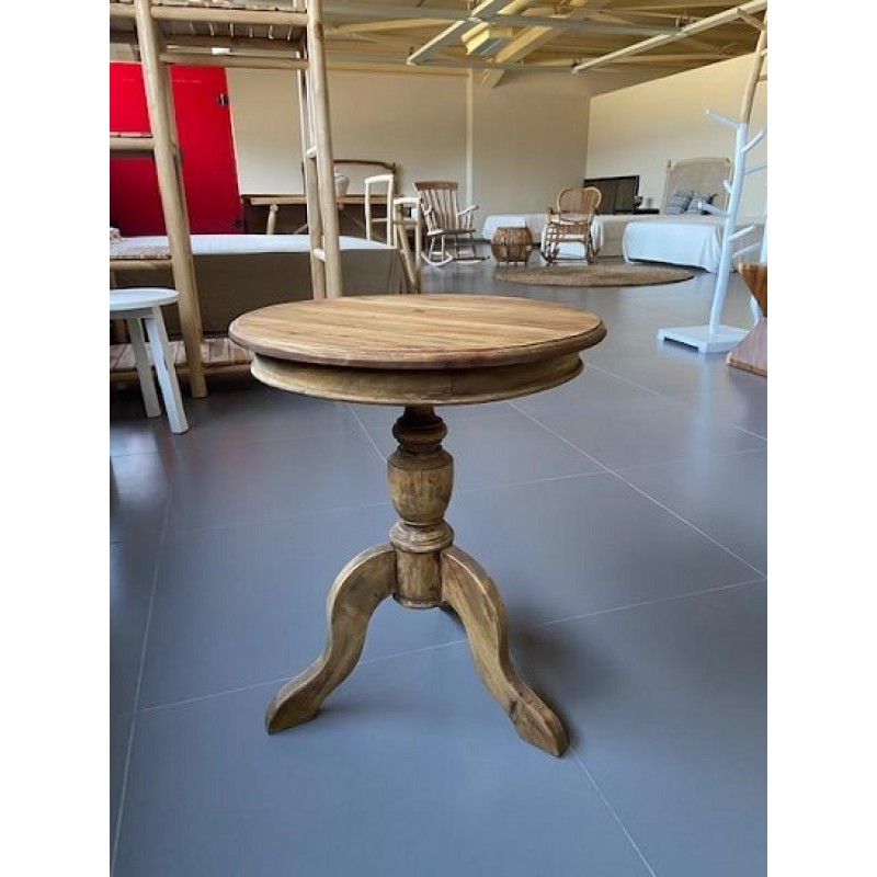 JK  122002  ΤΡΑΠΕΖΆΚΙ DENT ANTIQUE NATURAL ΑΠΌ ΞΎΛΟ ΜΑΌΝΙ ΔΙΆΣΤΑΣΗ ΠΡΟΙΟΝΤΟΣ: Φ50Χ60H  