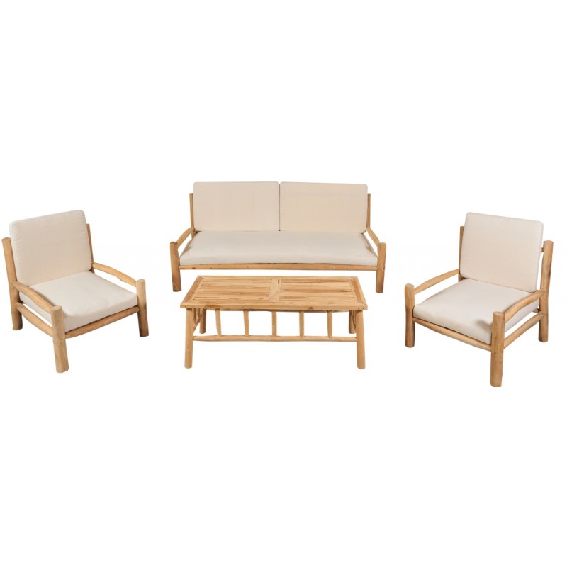  Σετ Σαλονιού απο Teak με Τριθέσιο Καναπέ , 2 πολυθρόνες και 1 τραπεζάκι μέσης.  JK  122090 SET 