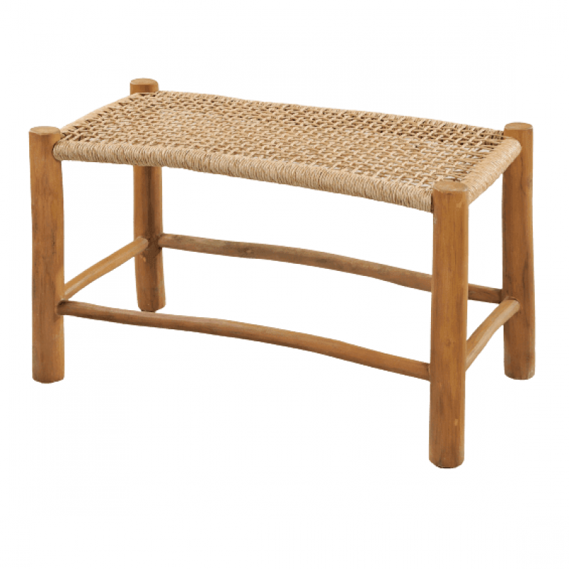 Σκαμπό από μασίφ ξύλο Teak και συνθετικό Rattan 122396    Διάσταση προϊόντος :72X38X45H