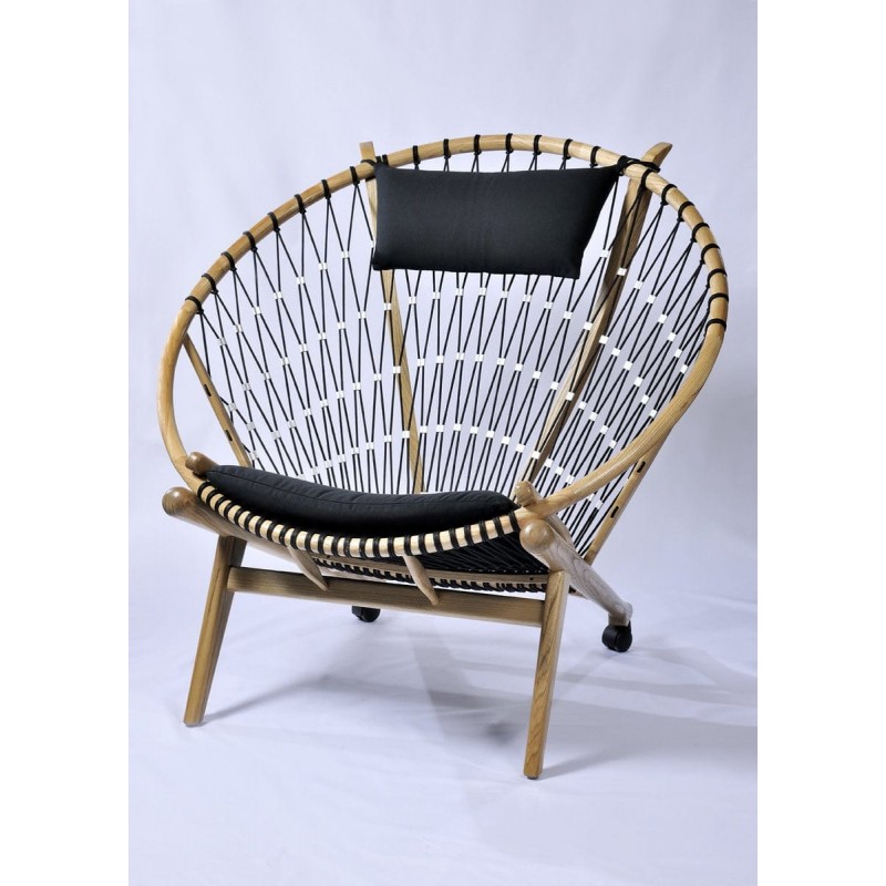 Πολυθρόνα Σε Φυσικό Χρώμα Με Μαύρο Μαξιλάρι Από Ξύλο Teak & Σχοινί – 123920 Διάσταση προϊόντος: 112X84X98H