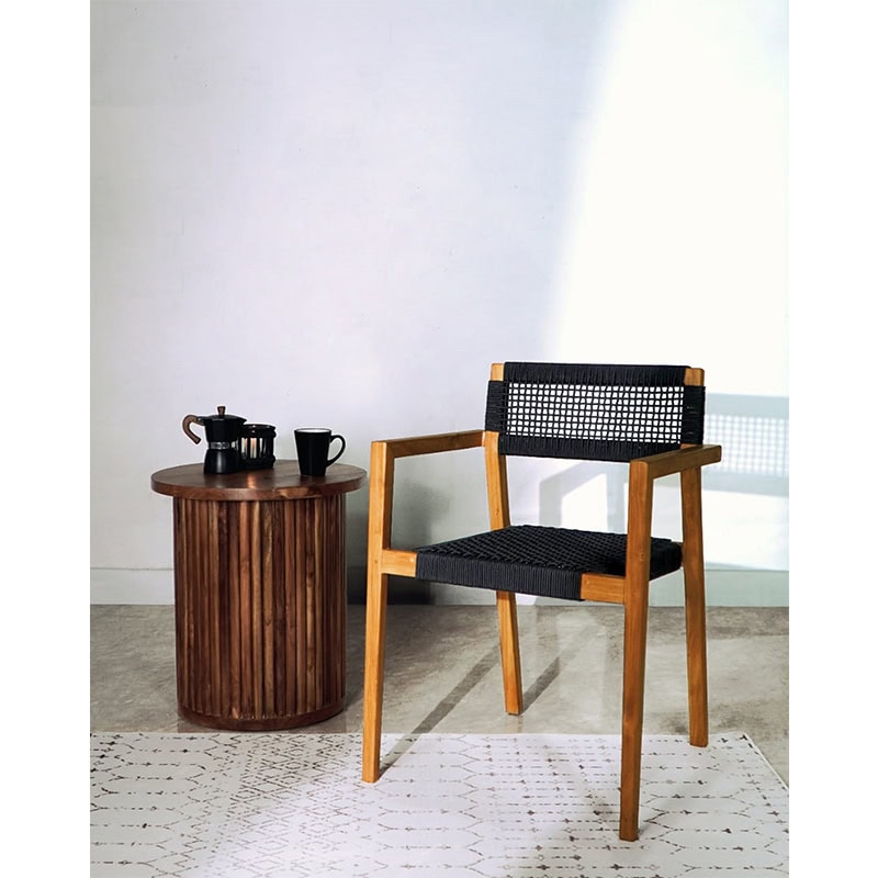 Καρέκλα από ξύλο Teak και κορδόνι Charlote-125457  Διάσταση προϊόντος: 57x55x83H 
