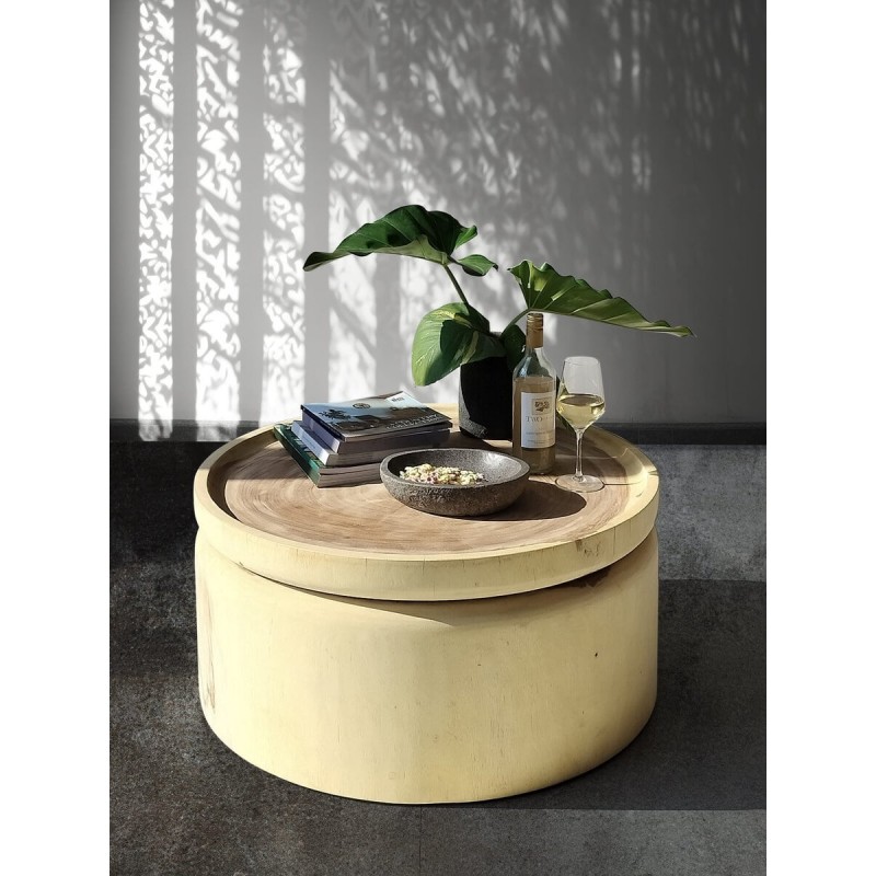 Τραπεζάκι σαλονιού Marshal από μασίφ ξύλο Suar – 125578  Διάσταση προϊόντος: Φ80x40H