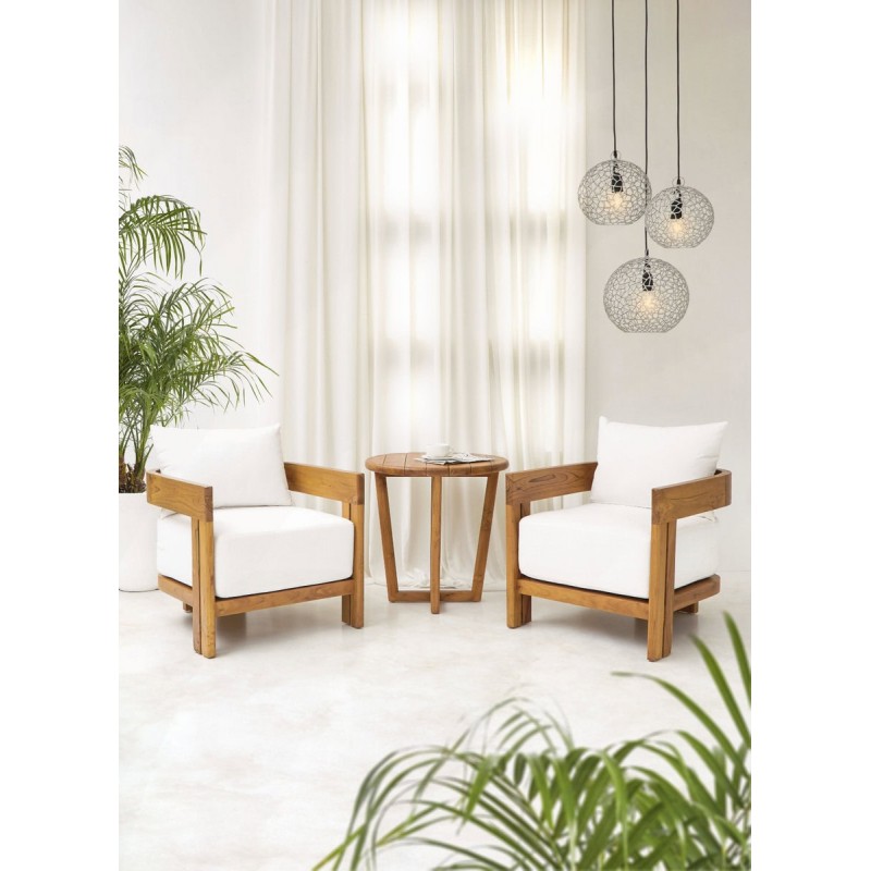 Σαλόνι NAGOYA SET 3 τμχ από από ξύλο Teak -1257711 Διαστάσεις Προϊόντος : Πολυθρόνες: 70X74X64H, Τραπεζάκι: 60X65H