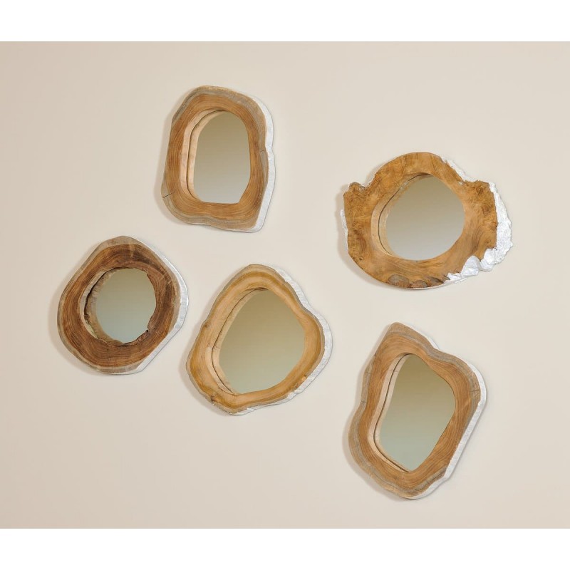 Διακοσμητικός Καθρέφτης σε Ξύλο Teak Φ20 εκ.- JK  131606