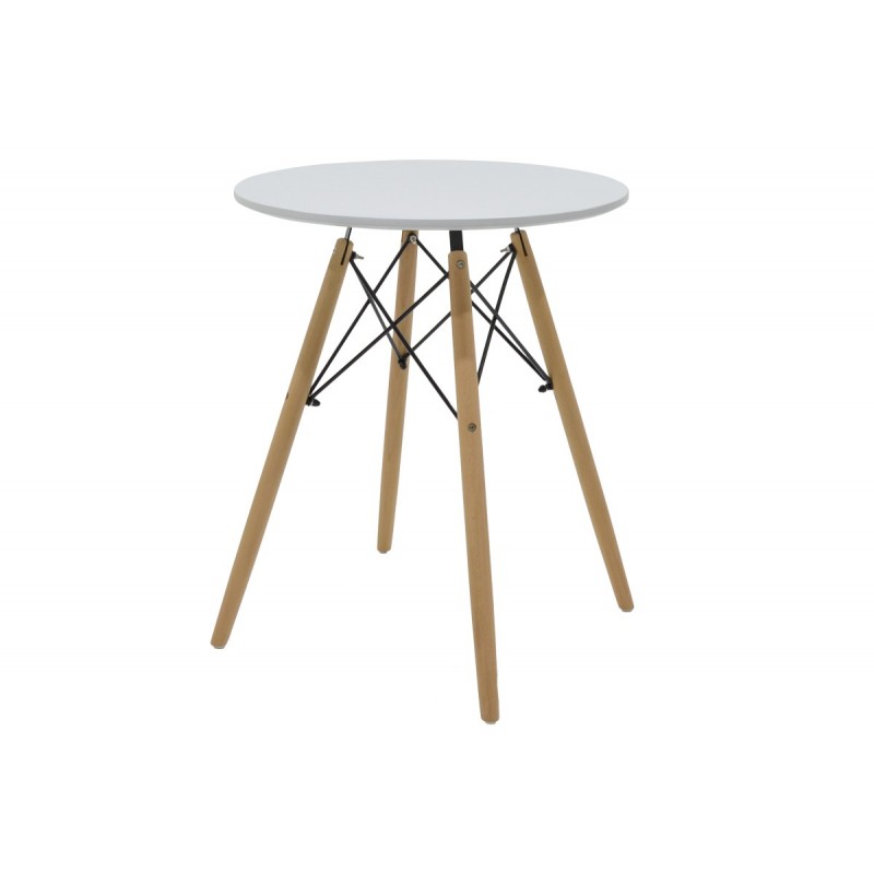 Τραπέζι ξύλινο στρογγυλό με λευκή επιφάνεια – GT017  