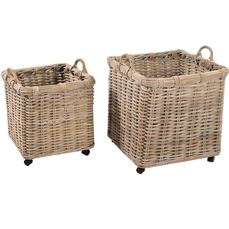 Καλάθια Από Φυσικό Rattan Kuby Gray – σετ 2 τεμαχίων.  -  30387  