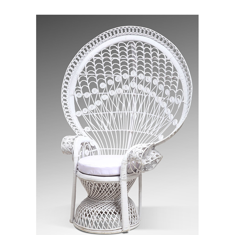 Πολυθρόνα Peacock με μαξιλάρι απο φυσικό Rattan σε λευκή απόχρωση – 30446 W/W   Διάσταση προϊόντος : 110X55X145H