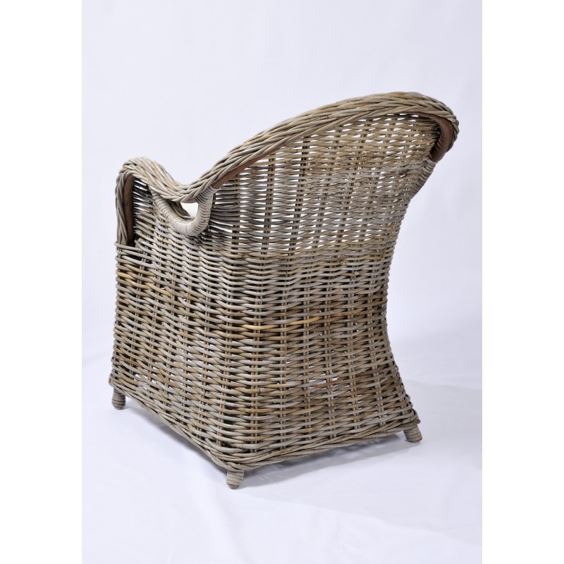 Πολυθρόνα ATHINA από φυσικό ραττάν σε γκρί χρώμα με εκρού μαξιλάρι - JK 31125  διαστασεις 63*50*45/85cm