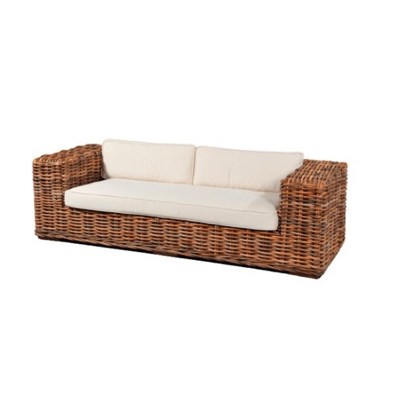 Καναπές εξωτερικού χώρου 220x90 cm από λυγαρία (μασίφ κλαδί) και λευκά μαξιλάρια - Justshop jk seater 31161