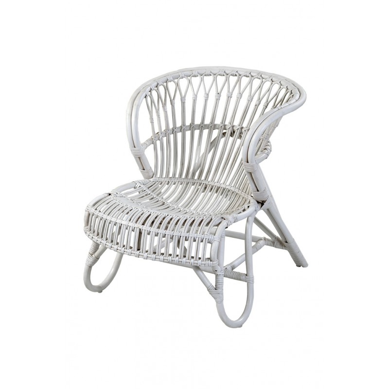 Πολυθρόνα χειροποίητη από φυσικό Rattan σε λευκή απόχρωση – 311691 Διάσταση προϊόντος: 60X80X70H