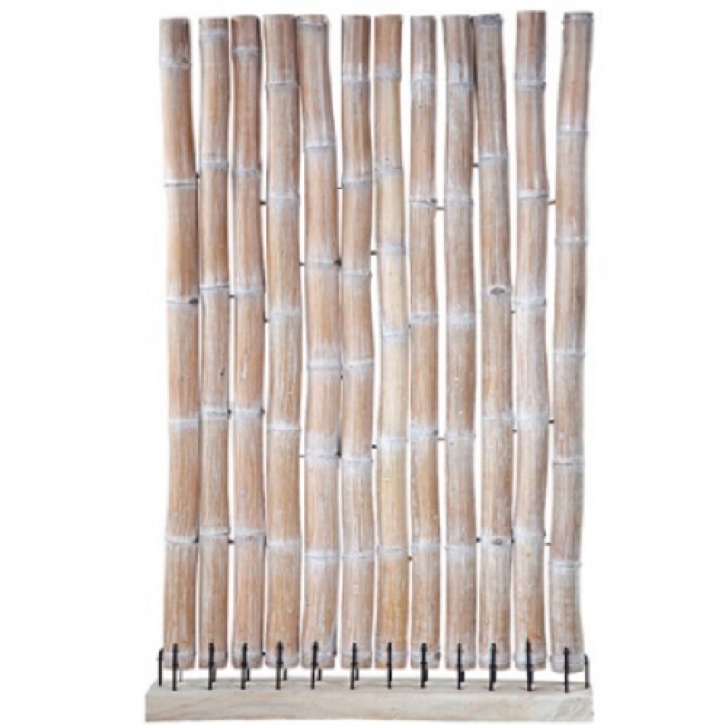 Διαχωριστικό-παραβάν από φυσικά καλάμια bamboo με μεταλλικά στηρίγματα σε ξύλινη βάση. 100X17X190H - JK 700224