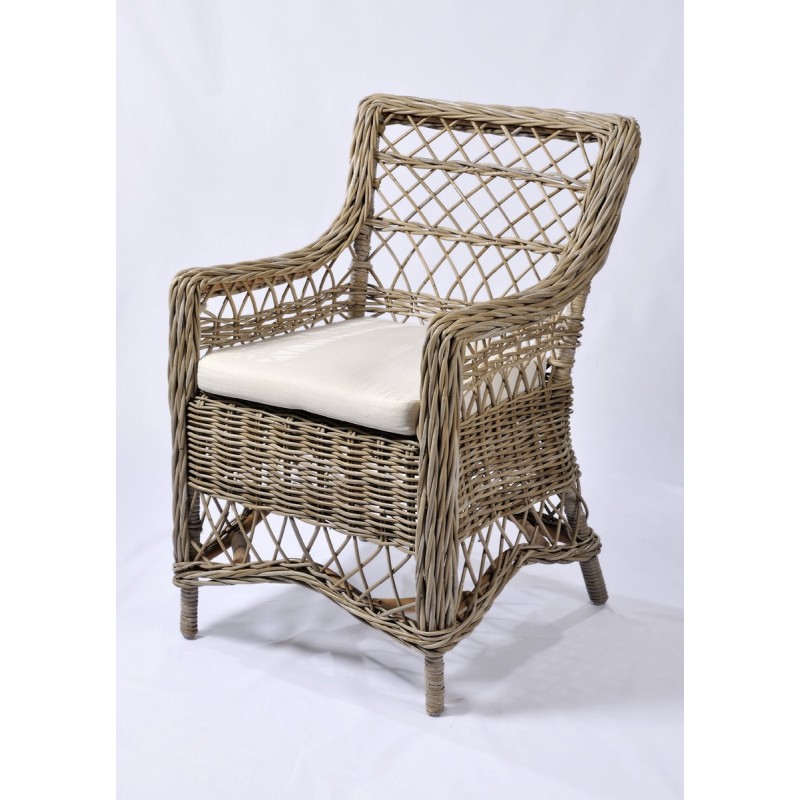 Καρέκλα Από Φυσικό Rattan Kubu Grey – 33328 Διάσταση προϊόντος : 58X40X92H / Μαξιλάρι 46X48X5H