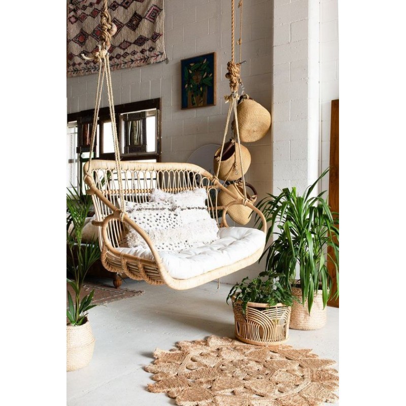 Κούνια από φυσικό ρατταν χρώμα  φυσικό 165 x 59 x 105cm - JK 32547  