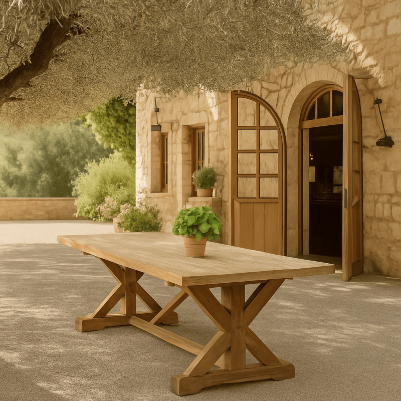 Τραπέζι εξωτερικού χώρου country από ξύλο teak 220*100*75cm. 800991/200