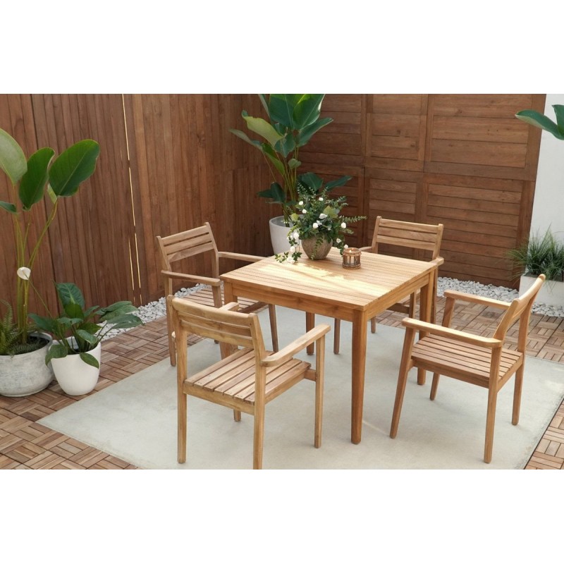 Τραπέζι από ξύλο Teak Kinito– 802223  Διάσταση προϊόντος: 90X90Χ75Η