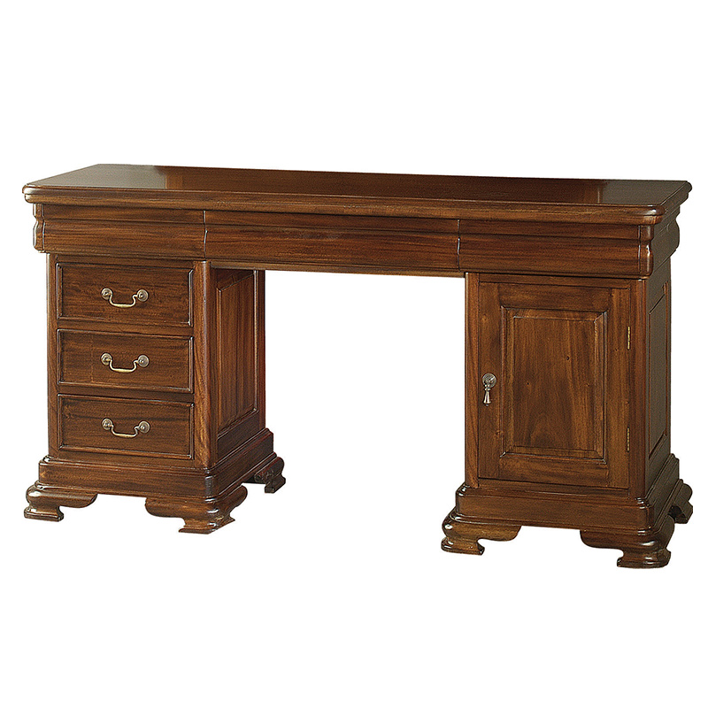 jk 911 - Γραφειο  μαόνι φουρνιστό με τρία συρτάρια και ντουλαπάκι  156x80x50cm 