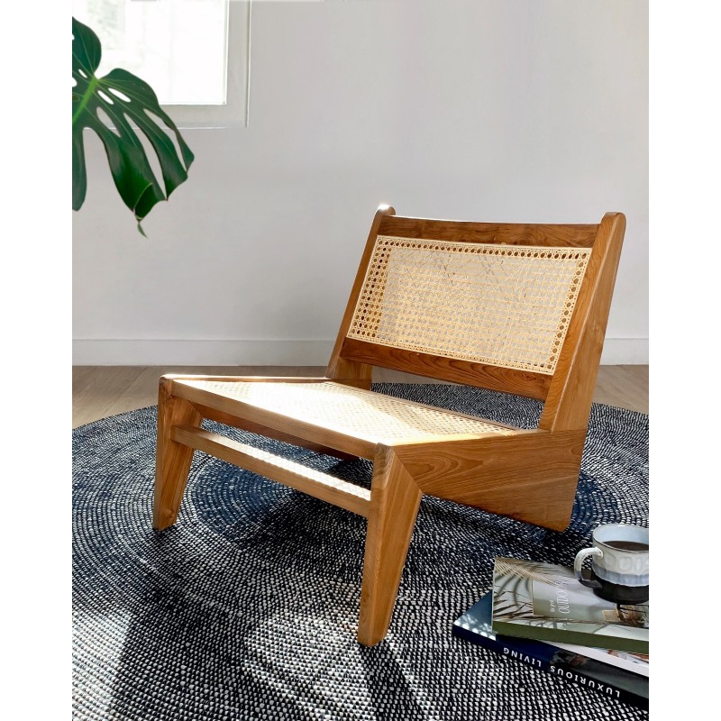 Πολυθρόνα Lounge Από Ξύλο Teak Και Φυσικό Rattan – EIFFEL ΔΙΑΣΤΑΣΕΙΣ  0,60X 0,65X 0,65H