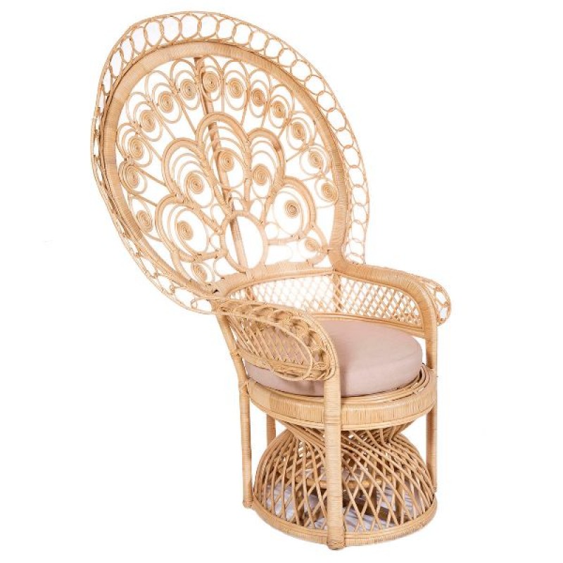 Πολυθρόνα EMMANUELA φυσικό ρατταν  με μαξιλάρι Διαστάσεις:130x70x160cm 